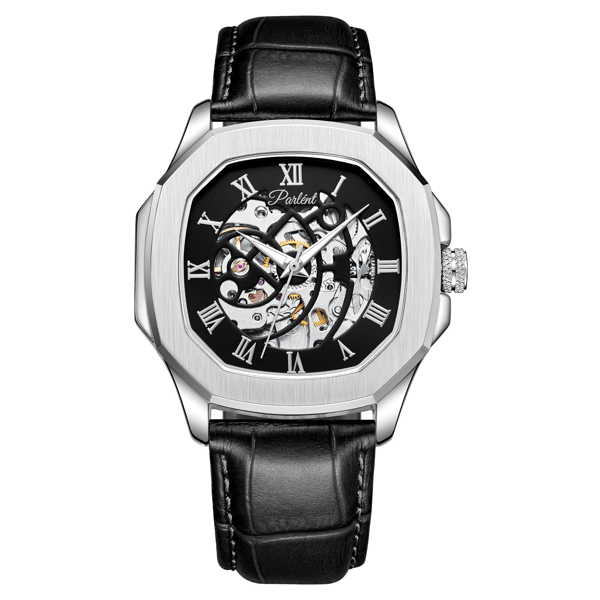 Parlent Gallant Vortex - Jam Tangan Pria 42mm, Automatic Movement, Waterproof 5ATM (50M), Stainless Steel