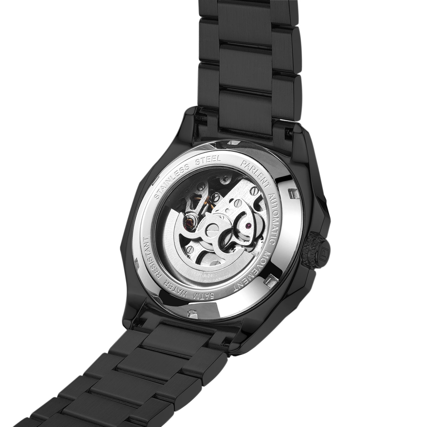 Parlent Gallant Phantom Steel - Jam Tangan Pria 42mm, Automatic Movement, Waterproof 5ATM (50M), Stainless Steel