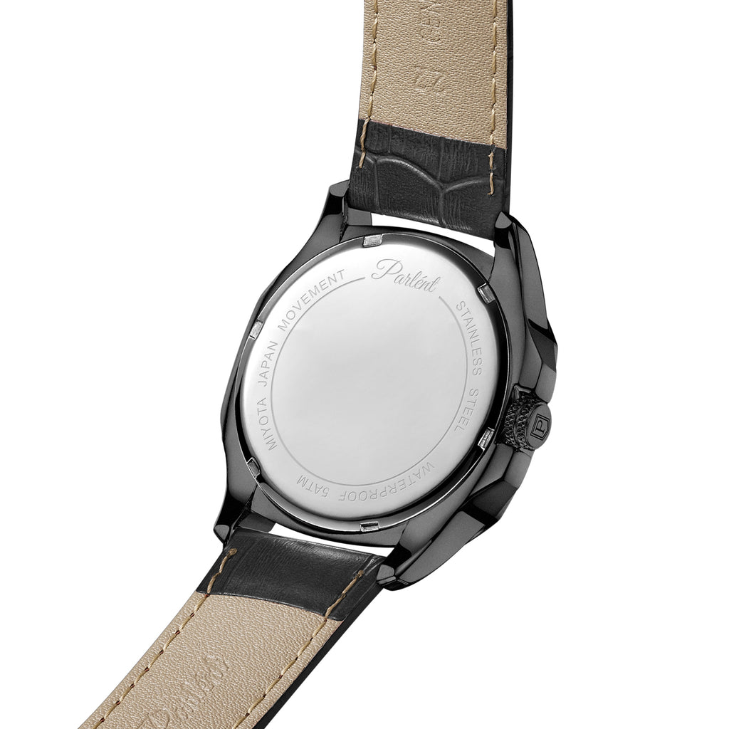 Parlent Gallant Graphite - Jam Tangan Pria 42mm, Miyota Japan Quartz Movement, Waterproof 5ATM (50M), Stainless Steel