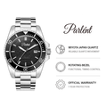 Parlent Crown Graphite - Jam Tangan Pria 40mm, Seiko Quartz Movement, Waterproof 5ATM (50M), Stainless Steel