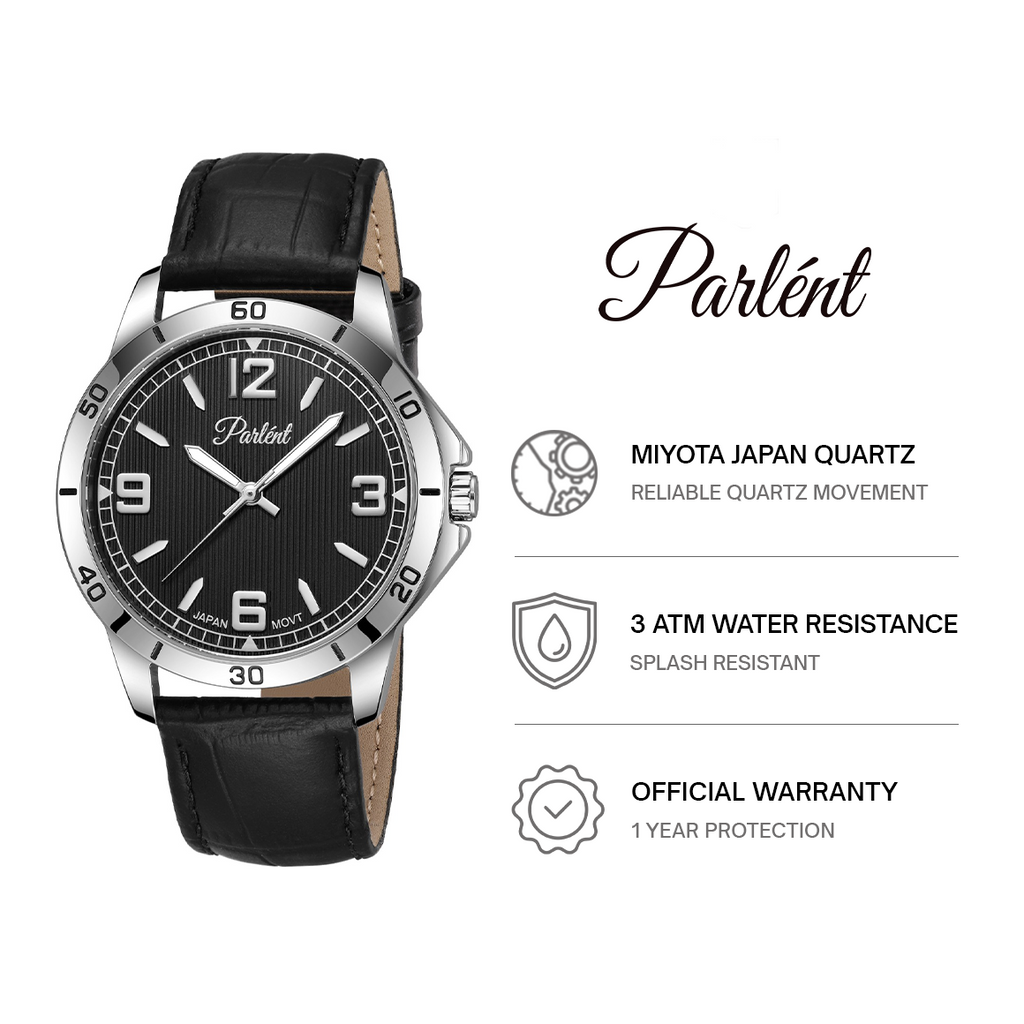 Parlent Geo - Jam Tangan Pria 40mm, Miyota Japan Quartz Movement, Waterproof 3ATM (30M), Stainless Steel