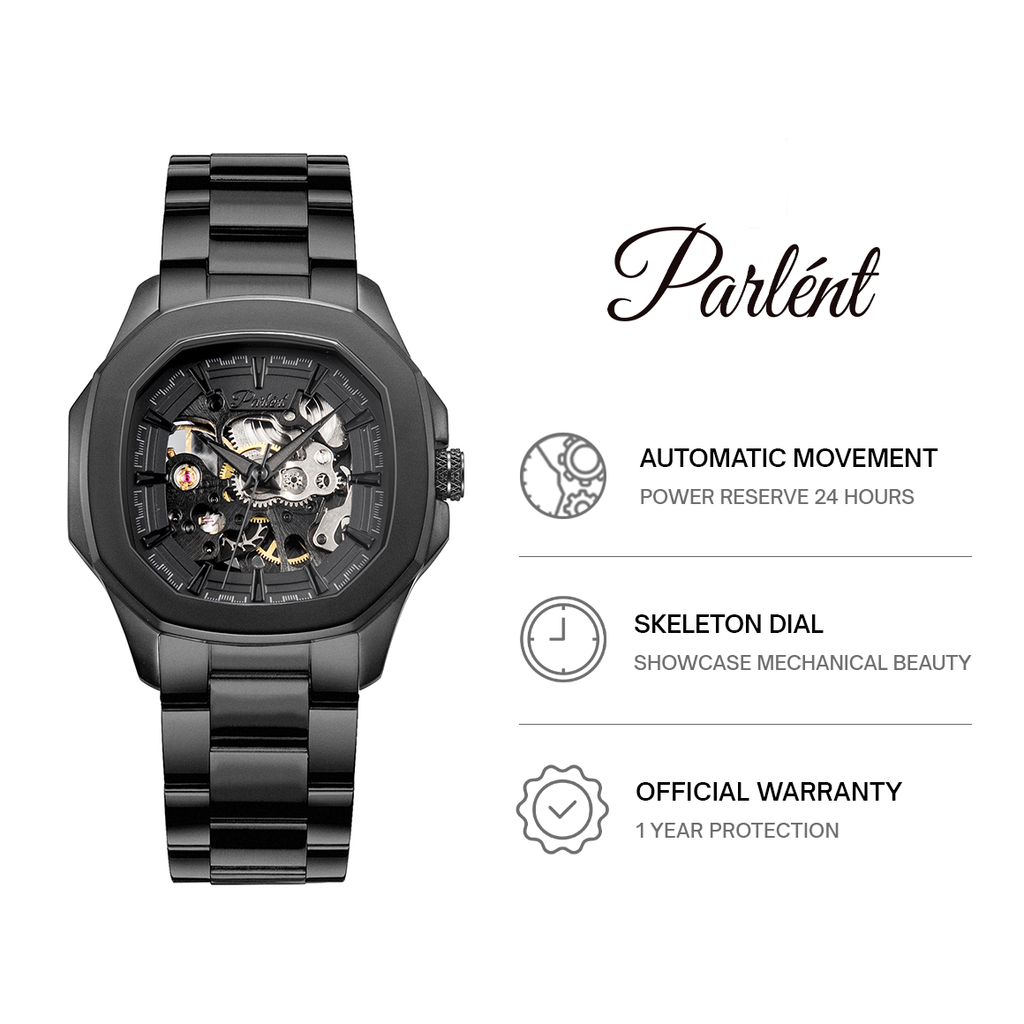 Parlent Gallant Phantom Steel Femme - Jam Tangan Wanita 34mm, Automatic Movement, Waterproof 5ATM (50M), Stainless Steel