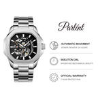 Parlent Gallant Vortex Edge Steel - Jam Tangan Pria 42mm, Automatic Movement, Waterproof 5ATM (50M), Stainless Steel