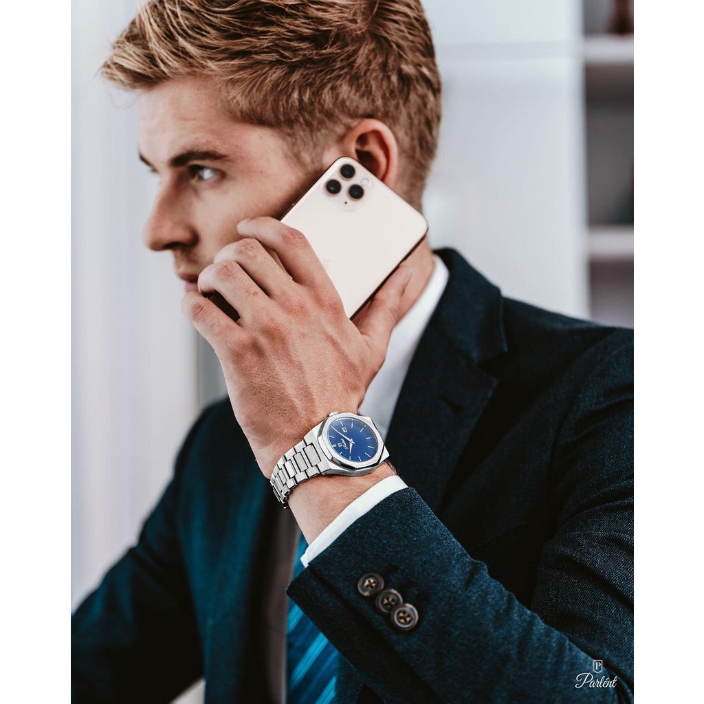 Parlent Palladium Arctic - Jam Tangan Pria 40mm, Miyota Japan Quartz Movement, Waterproof 10ATM (100M), Stainless Steel