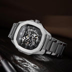 Parlent Gallant Vortex Steel - Jam Tangan Pria 42mm, Automatic Movement, Waterproof 5ATM (50M), Stainless Steel