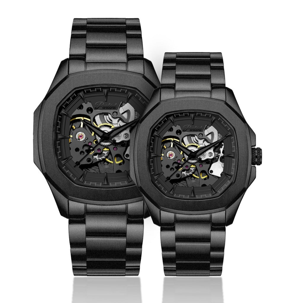 Parlent Couple Gallant Phantom Steel & Gallant Phantom Steel Femme - Couple Watch 42mm & 36mm, Automatic Movement, Waterproof 5ATM (50M), Stainless Steel