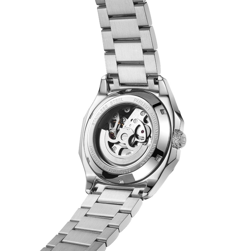 Parlent Gallant Vortex Edge Steel - Jam Tangan Pria 42mm, Automatic Movement, Waterproof 5ATM (50M), Stainless Steel