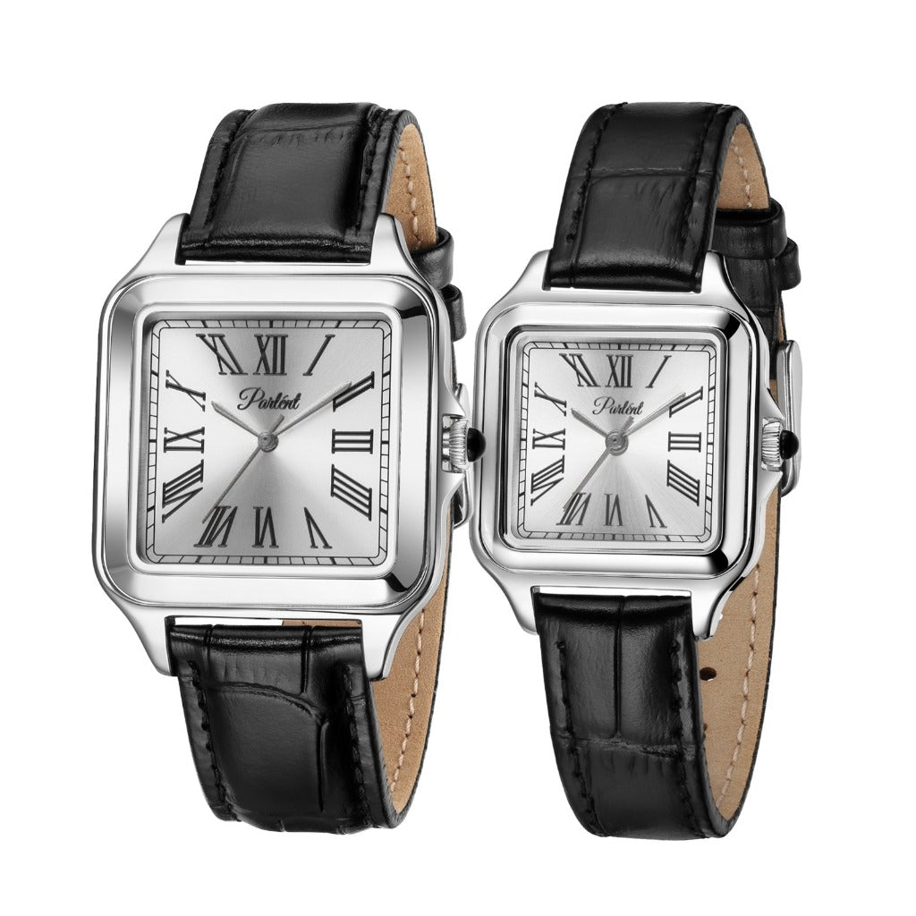 Parlent Couple Quadra & Quadra Femme Couple Watch 36mm & 26mm, Miyota Japan Quartz Movement, Waterproof 3ATM (30M), Stainless Steel