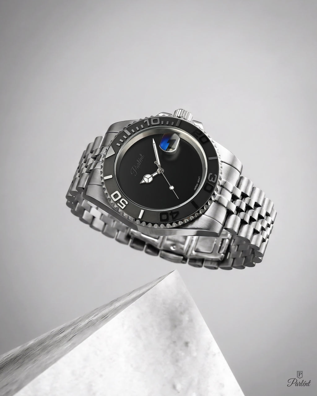 Parlent Crown Shadow - Jam Tangan Pria 40mm, Miyota Japan Quartz Movement, Waterproof 5ATM (50M), Stainless Steel
