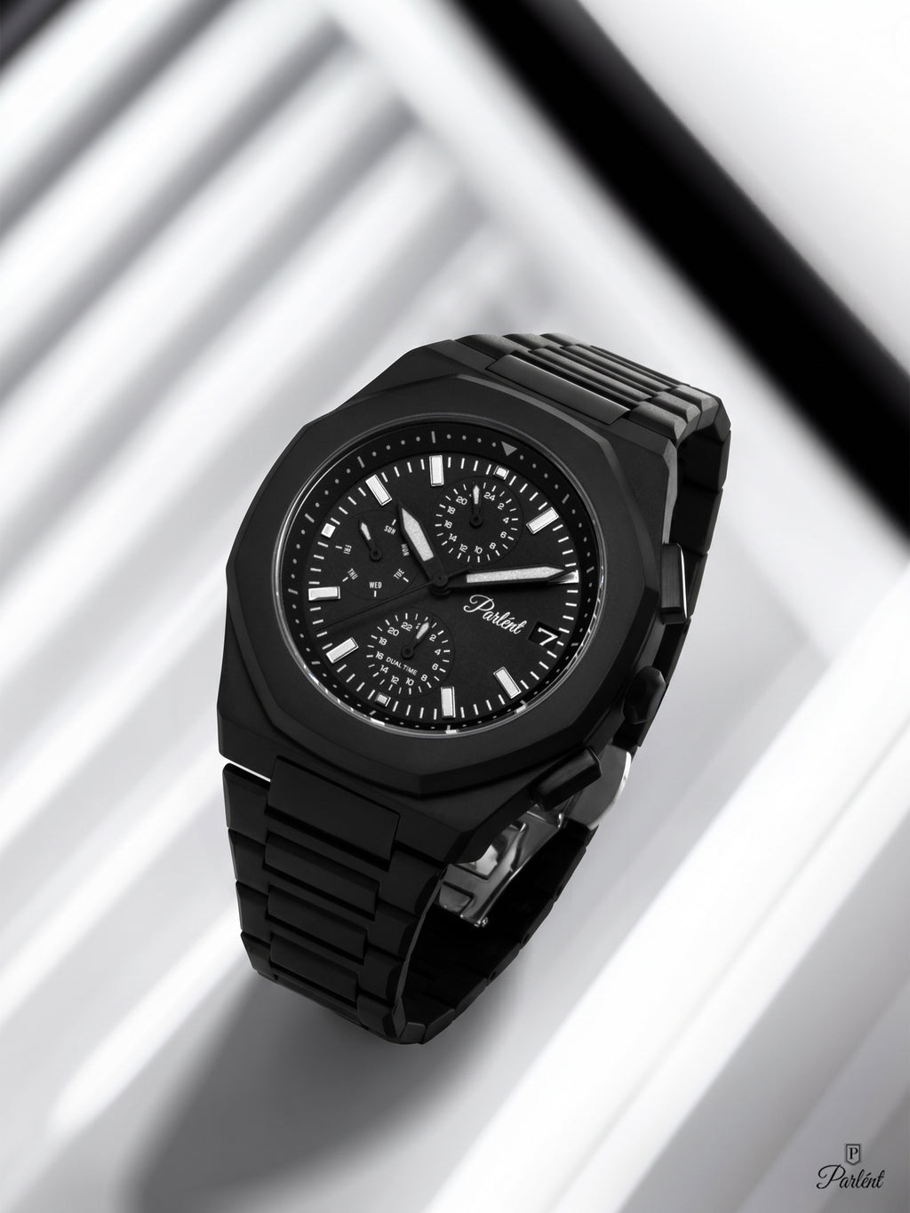 Parlent Palladium Day Date - Jam Tangan Pria 40mm, Miyota Japan Quartz Movement, Waterproof 5ATM (50M), Stainless Steel