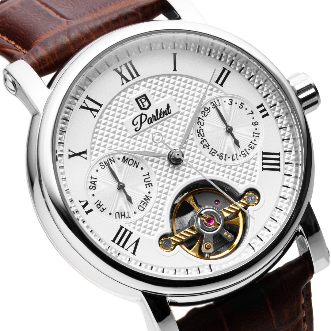 Parlent Magnus Calibre - Jam Tangan Pria 41mm, Dual Core Movement, Waterproof 5ATM (50M), Stainless Steel